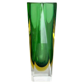Large Green Murano Glass Submersed Vase attributed to Flavio Poli, Italy, 1970s For Sale