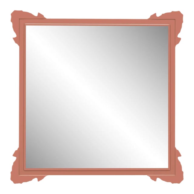 Fleur Home Garden District Napoleon Square Mirror in Red Earth, 30x30 For Sale