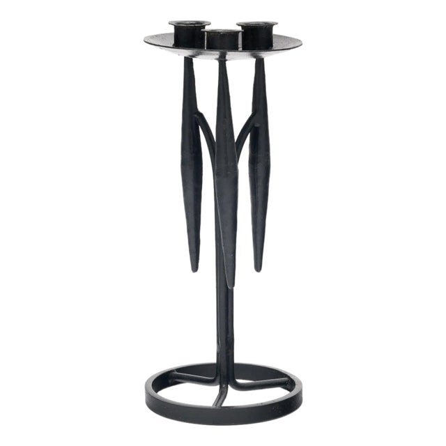 Diego Giacometti Style Iron Candlestick For Sale