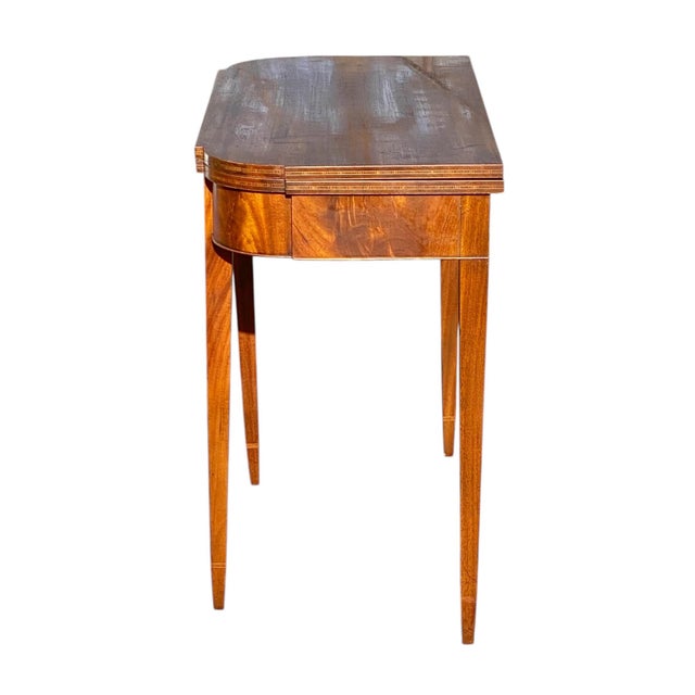 Antique Hepplewhite Style Mahogany & Satinwood Card Table / Console Table For Sale - Image 10 of 12