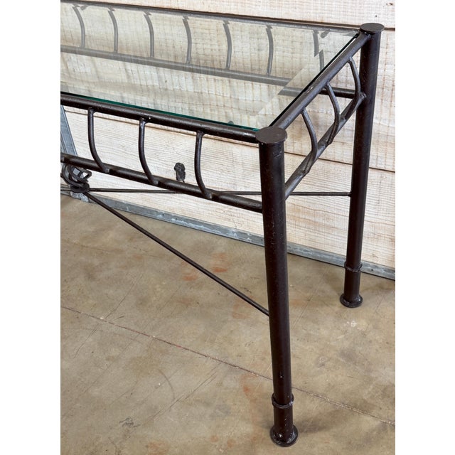 Ilana Goor Forged Iron & Beveled Glass Console Table, Israel/USA, Circa 1980s For Sale - Image 14 of 14