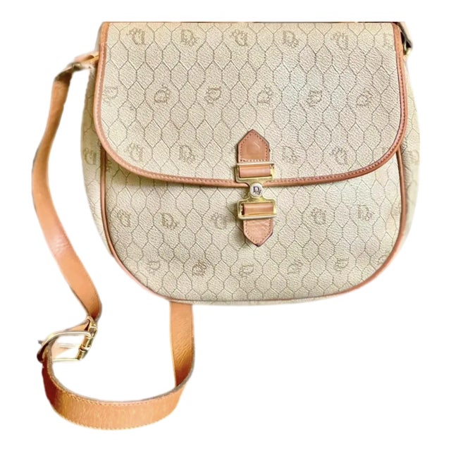 Christian Dior Logo Honeycomb Canvas and Leather Cross Body Bag For Sale