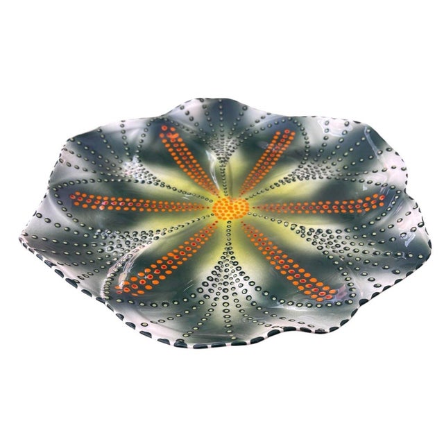 2000 - 2009 Mid-Century Modern South African Hand-Painted Ceramic Starburst Plates - a Pair For Sale - Image 5 of 11