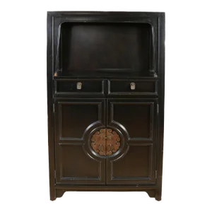 Mid Century James Mont Style Cabinet With Vintage Brass Hardware