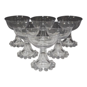 1940s Set of 6 Champagne Coupes or Parfait Glasses by Imperial Glass in Candlewick Pattern
