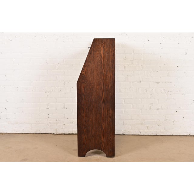 Early Gustav Stickley Antique Mission Oak Arts & Crafts Drop Front Secretary Desk, Circa 1902 For Sale - Image 12 of 14