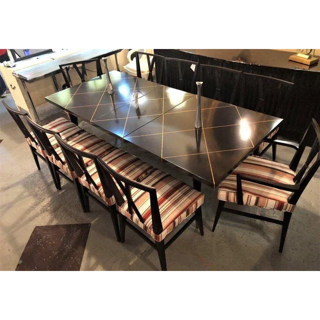 Metal Set of Ten Tommi Parzinger Attributed Dining Room Chairs For Sale - Image 7 of 13