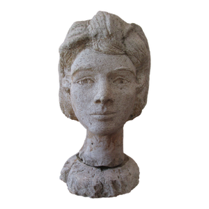 Vintage Mid Century Life Sized Concrete Bust of a Young Woman