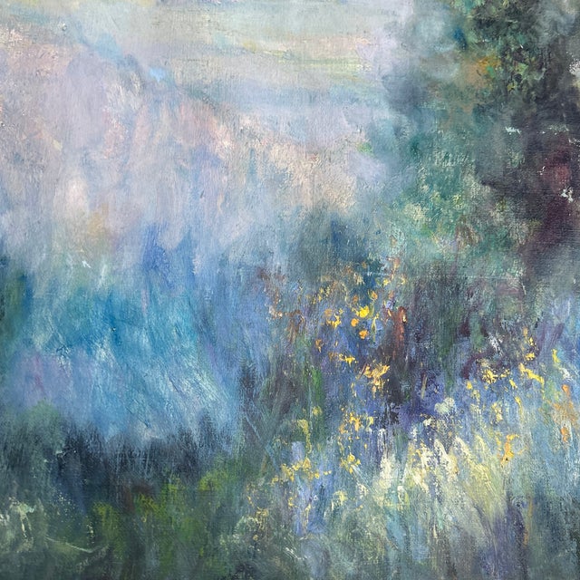 1950s 1950’s Original Impressionist Summer Field Landscape Painting on Canvas For Sale - Image 5 of 6