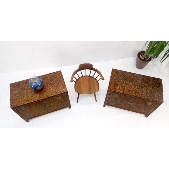 Pair Faux Gold Tortoise Heavy Brass Pulls Two Door Credenzas Dresser Mint! For Sale - Image 10 of 18