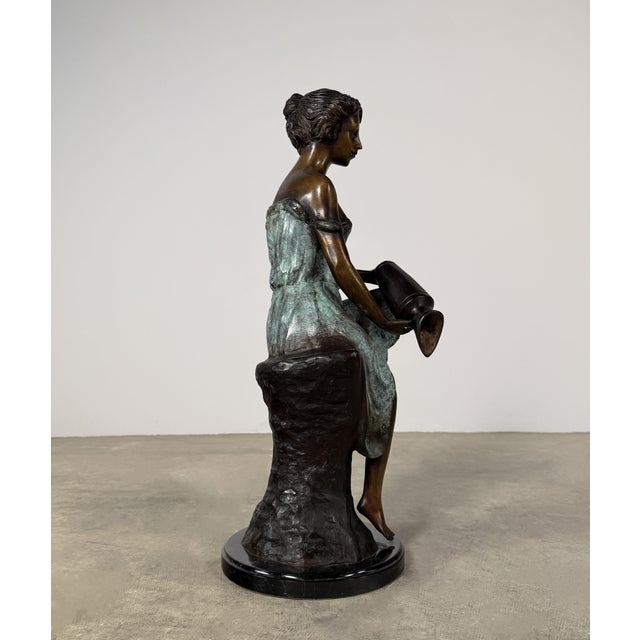 Bronze Bronze Neoclassical Sculpture, Woman With Vessel - 24" H For Sale - Image 8 of 10