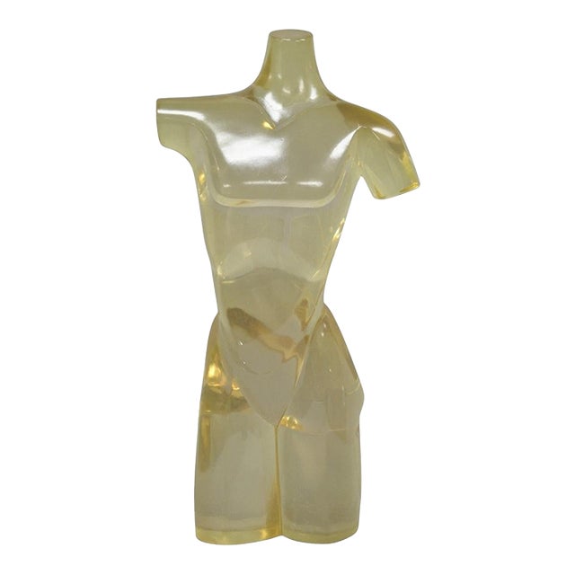 Vintage Mid Century Italian Modern Lucite Acrylic Nude Bust Modernist Sculpture For Sale
