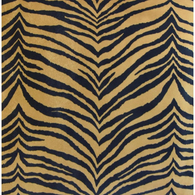 Mid-Century Modern Designer Tiger Stripe Cat Velvet Feather/Down Pillow 24" Square For Sale - Image 3 of 5