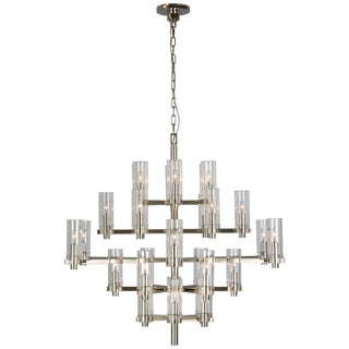 Chapman & Myers for Visual Comfort Signature Sonnet Large Chandelier in Polished Nickel with Clear Glass For Sale