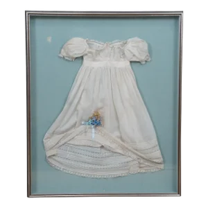 Antique 19th Century Infant Christening Gown Lace Baby Dress Shadowbox
