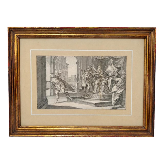 Maarten De Vos and Aegidius Sadeler II, The Story of Saul and David, Burin Engraving on Paper, Framed For Sale