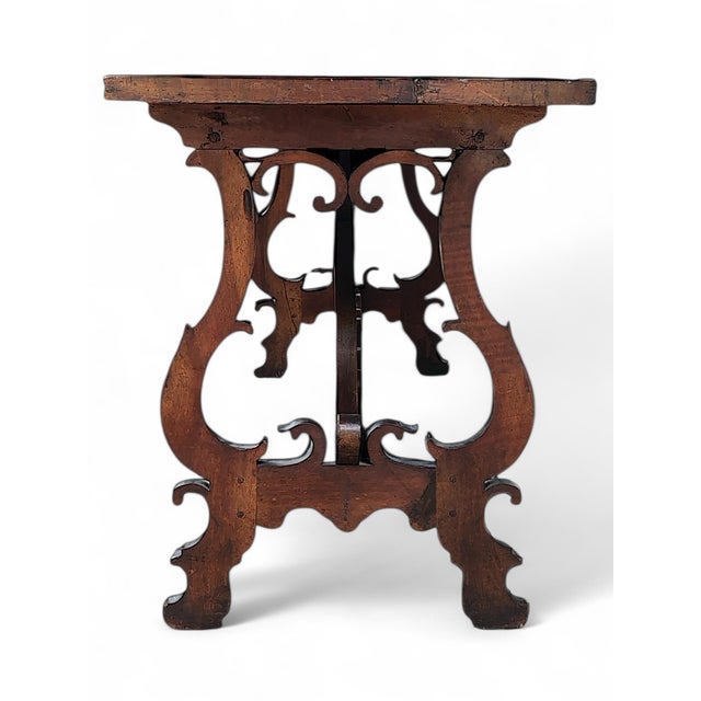 Wood Fratino Table with Lyre-Shaped Legs For Sale - Image 7 of 18