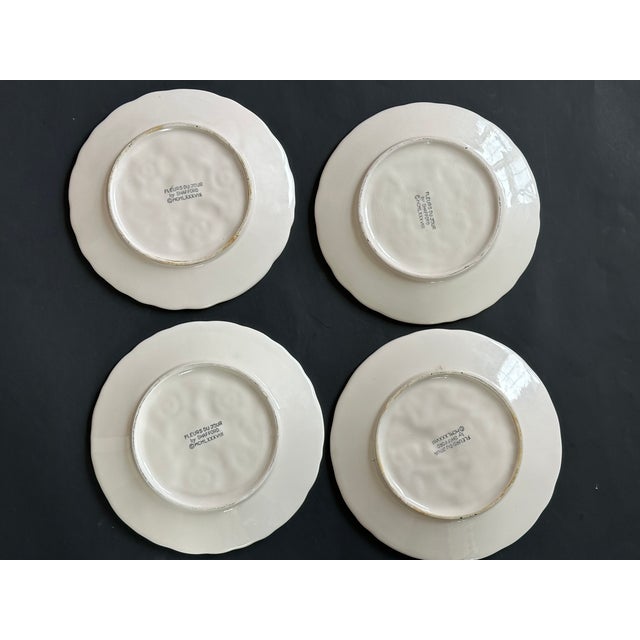 Vintage Shafford Majolica Style Floral Plate Set of 4 For Sale - Image 9 of 11