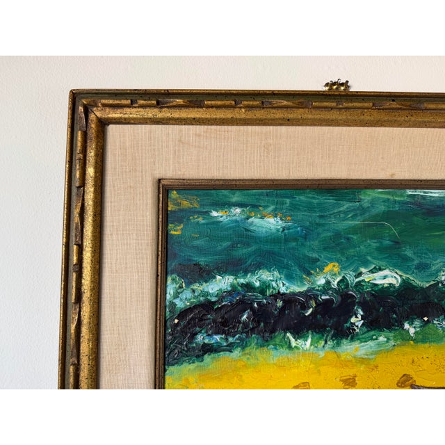 1966 Vintage Goldberg Mixed Media Impressionist Oil on Canvas Painting, Framed For Sale In Miami - Image 6 of 12