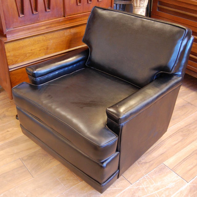 MidCentury Black Vinyl Club Chair Chairish