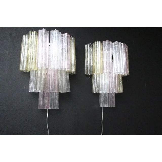 Pink, White, Yellow and Smoked Color Tronchi Wall Lights in the style of Venni, 2000s, Set of 2 For Sale - Image 4 of 13