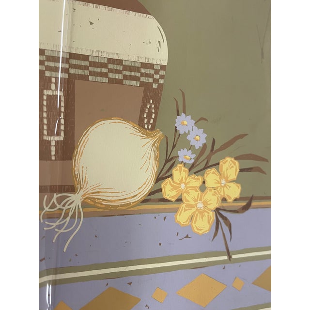 Late 20th Century Apache Motif" Limited Edition Serigraph Print by C. Sanderson - Southwestern Still Life With Yellow Flowers and Pottery Vase For Sale In Seattle - Image 6 of 11