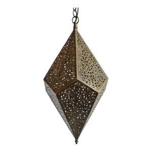 Vintage Moroccan Brass Prism Pendant Light