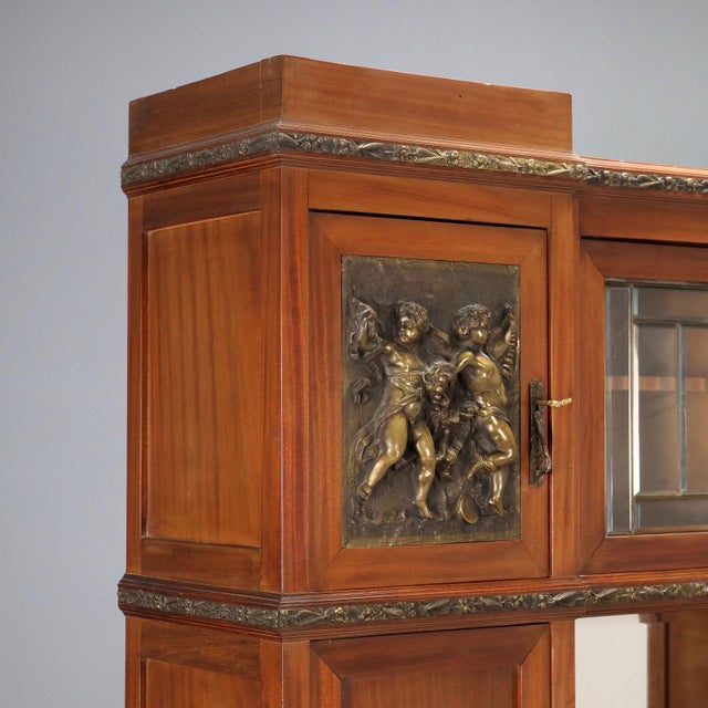 Art Nouveau Cabinet in Mahogany and Marble For Sale - Image 6 of 16