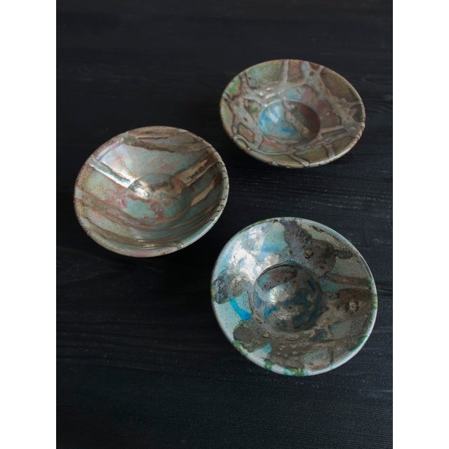 Mid-Century Modern Vintage Modernist Abstract Hand-Thrown Ceramic Bowls, 1990s, Set of 3 For Sale - Image 3 of 13