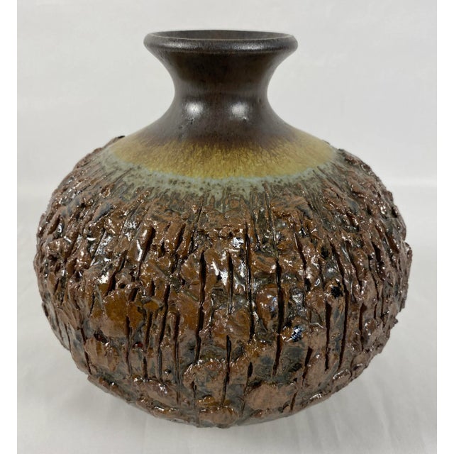 Mid-Century Modern Mid-Century Modern Ceramic Vase Art Brut Style, Signed For Sale - Image 3 of 5