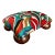 Refinished Mid-Century Modern Footstool With Abstract Multicolor Embroidered Fabric For Sale