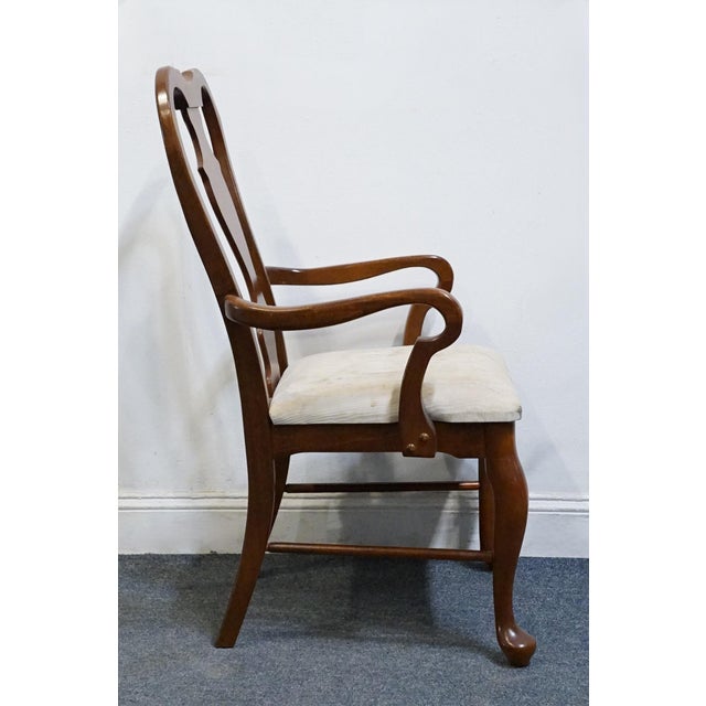 Wood Bassett Furniture Solid Cherry Traditional Queen Anne Style Dining Arm Chair 4270-594 For Sale - Image 7 of 10