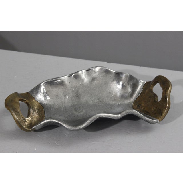 Brutalist Sculptural Brutalist Fruit Bowl in Aluminium and Brass by David Marshall, 1980s For Sale - Image 3 of 10