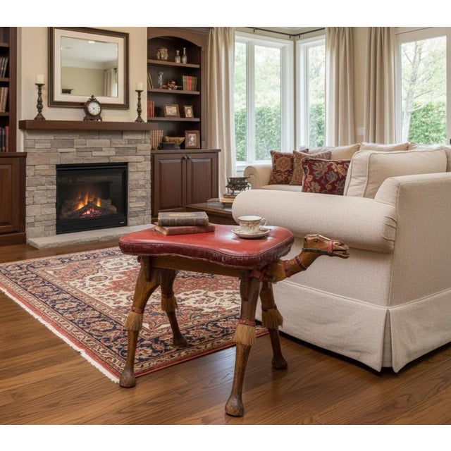 1980s Mid-Century Hand-Carved Egyptian Camel Saddle Stool For Sale - Image 9 of 9