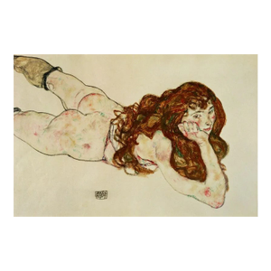 Schiele Lithograph 55 Female Nude on Her Stomach