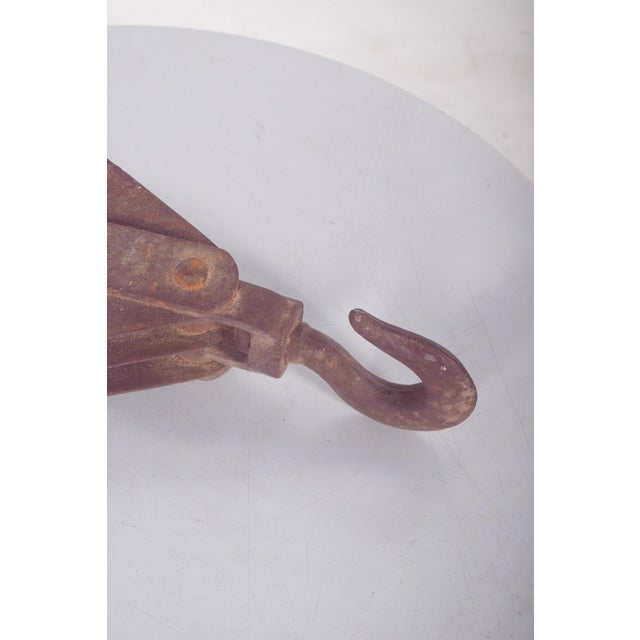 1950s Vintage Portuguese Double Iron Pulley, 1950 For Sale - Image 5 of 8