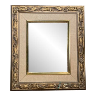 French Provincial Bronze Finish and Matted Accent Wood Wall Mirror For Sale