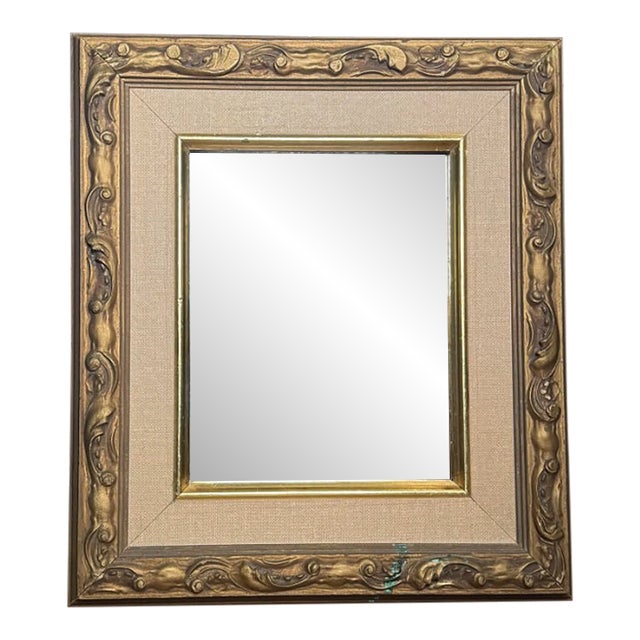 French Provincial Bronze Finish and Matted Accent Wood Wall Mirror For Sale