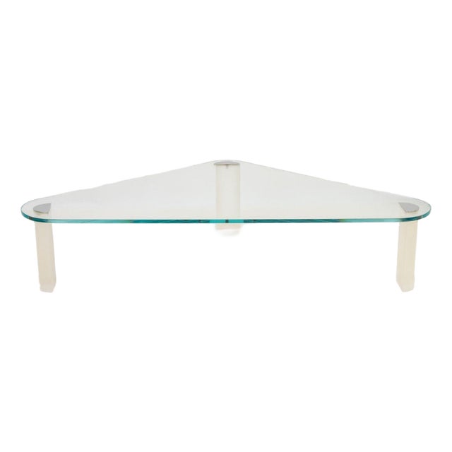 Pace Lucite and Glass Triangular Coffee Table For Sale