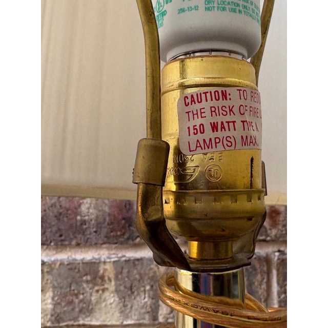 Mid-Century Modern Vintage Alys Textured Blue Ceramic Table Lamp With Brass Base, 1970s Mid-Century Modern For Sale - Image 3 of 10