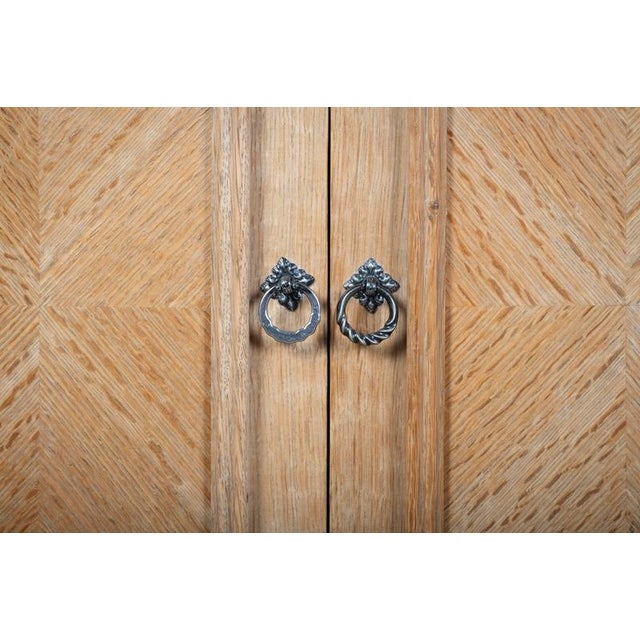Brown Small Brutalist Oak Cabinet with Brass Handles, Denmark, 1960s For Sale - Image 8 of 14