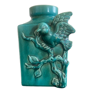 Vintage Art Deco Green Porcelain Bird Vase