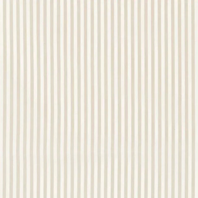 Schumacher Brigitte Stripe Fabric in Taupe For Sale