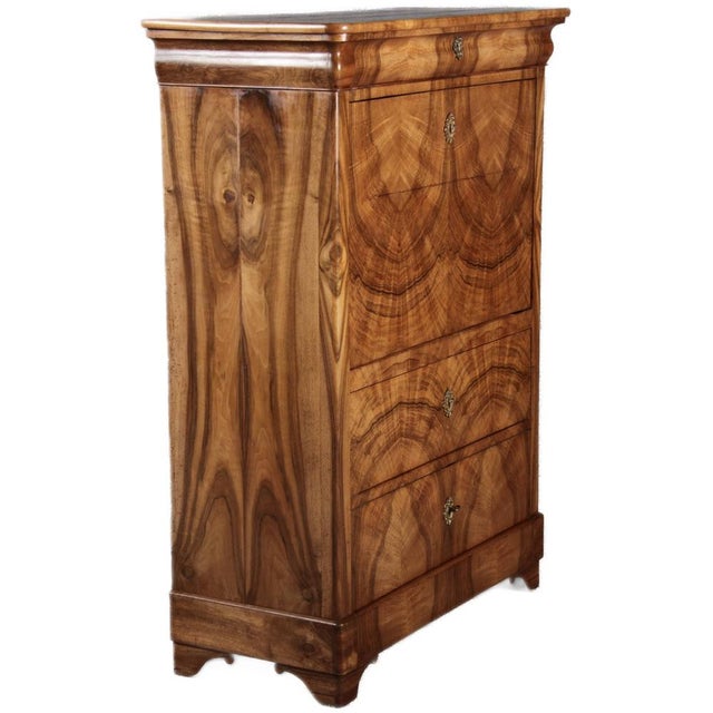 Age and Origin: This Biedermeier secretary desk dates from around 1840 and is likely of German origin. Material: The...