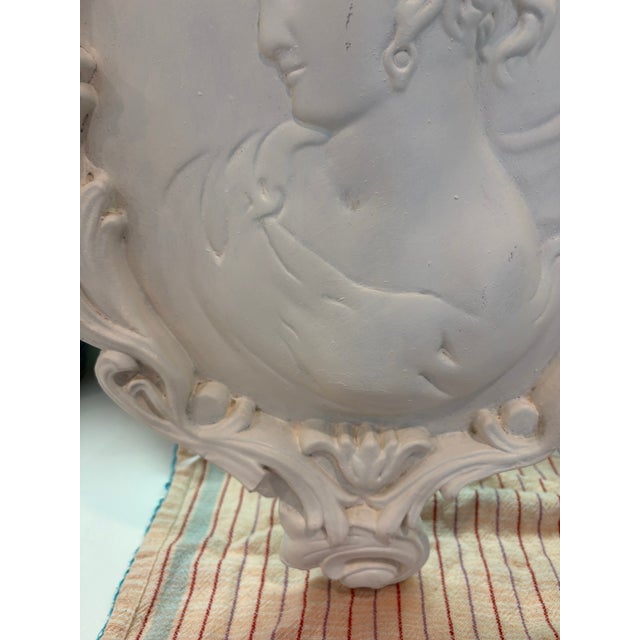Oversized Large French Baroque Cameo Wall Plaque Portrait Relief in Antique White For Sale - Image 12 of 14