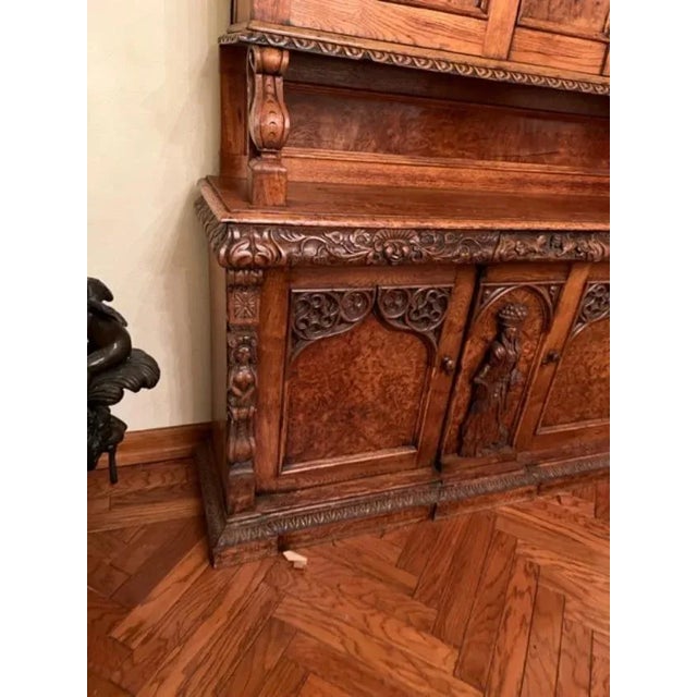 Late 19th Century Antique Gothic Pollard Oak French Bookcase For Sale In West Palm - Image 6 of 9