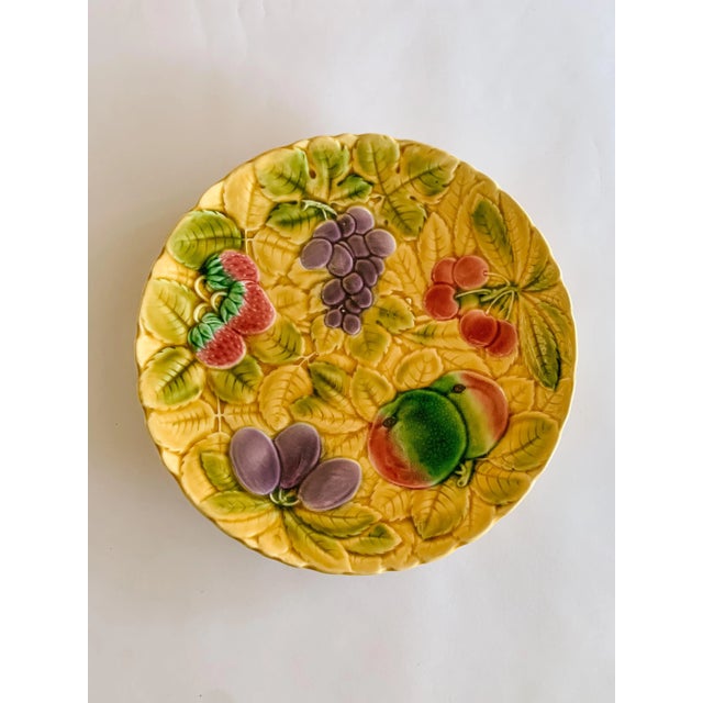 Ceramic 1950s Sarreguemines French Majolica Fruits Platter, 12" For Sale - Image 7 of 7