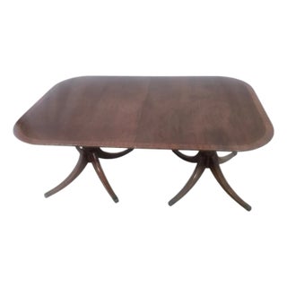 Refinished Late 20th Century Duncan Phyfe Style Mahogany Double Pedestal Dining Table For Sale