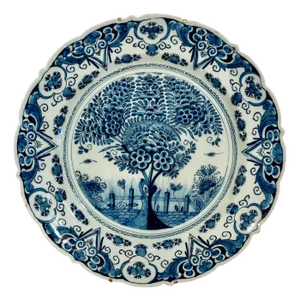 18th Century Dutch Delftware Tea Tree Charger