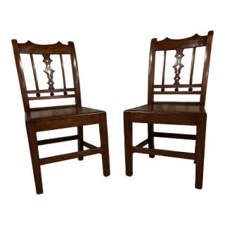 Early 19th Century Pair of English Regency Hall Chairs With Plank Seats For Sale